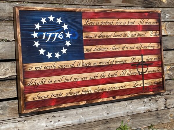 Rustic Christian Cross American Flag